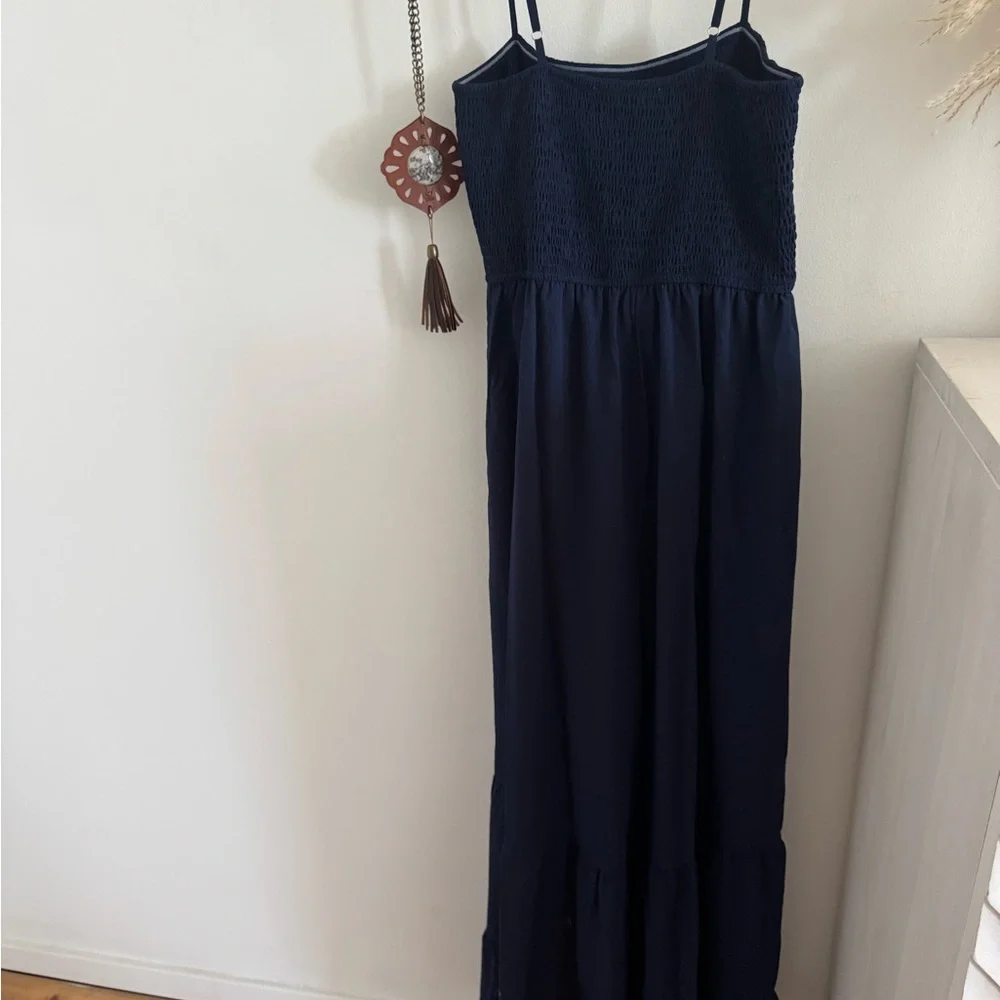 Three Bird Nest DAVI & DANI Navy Jumpsuit Smocked Tiered Jumpsuit - Picture 5 of 6